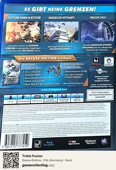 Trials Fusion PlayStation 4, Germany box back
