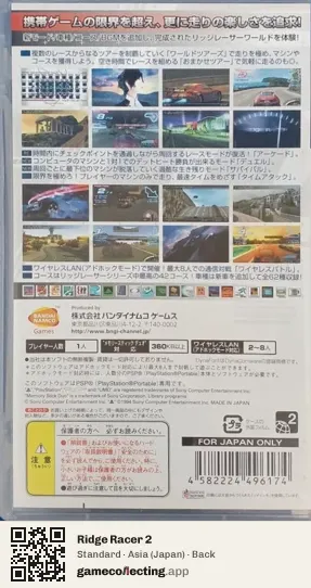 Ridge Racer 2 PlayStation Portable, Japan box back