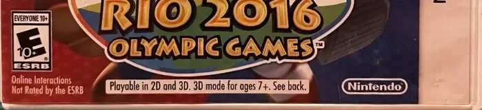 Mario & Sonic at the Rio 2016 Olympic Games, the ESRB box on its front