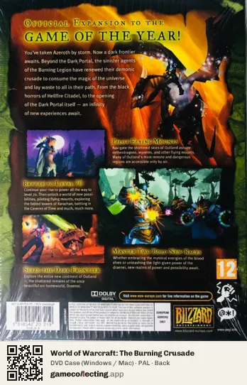 World of Warcraft: The Burning Crusade Computer, PAL box back