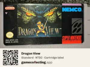 Dragon View Super Nintendo Entertainment System, NTSC cartridge label