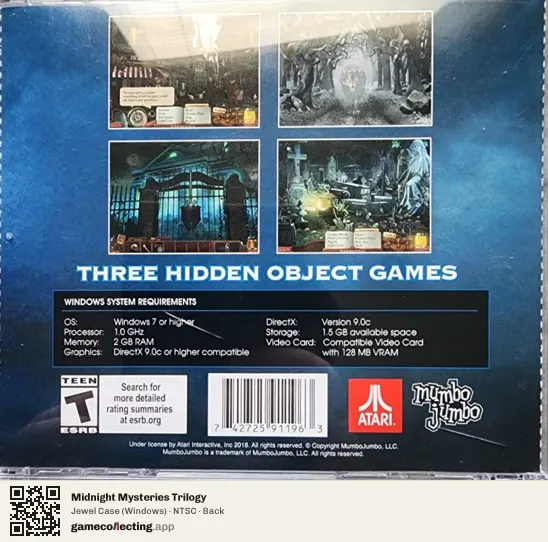 Midnight Mysteries Trilogy Computer, NTSC box back