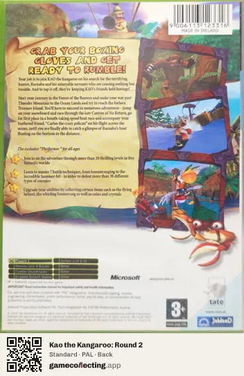 Kao the Kangaroo: Round 2 Xbox, PAL box back