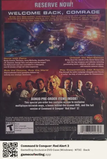 Command & Conquer: Red Alert 3 Computer, NTSC box back