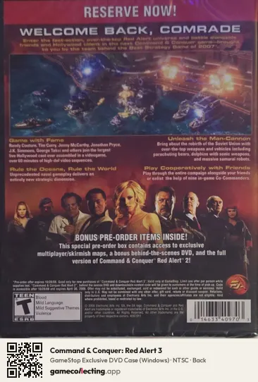Command & Conquer: Red Alert 3 Computer, NTSC box back