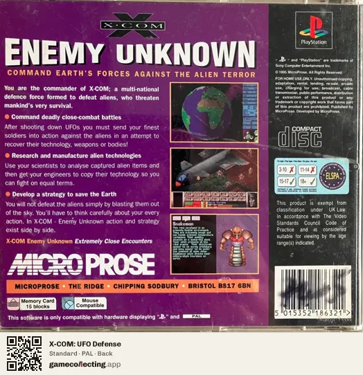 X-COM: UFO Defense PlayStation, PAL box back