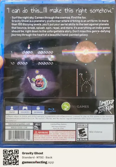 Gravity Ghost PlayStation 4, NTSC box back