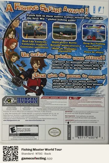 Fishing Master World Tour Nintendo Wii, NTSC box back