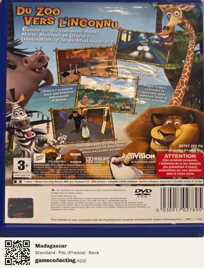 Madagascar PlayStation 2, France box back