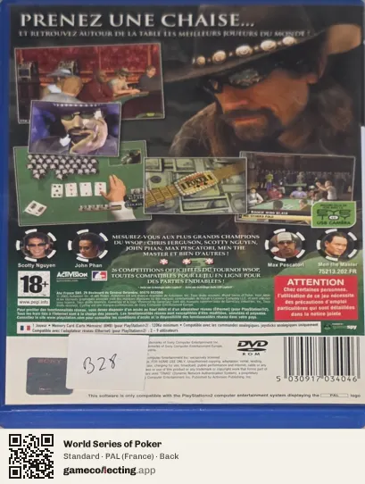 World Series of Poker PlayStation 2, France box back