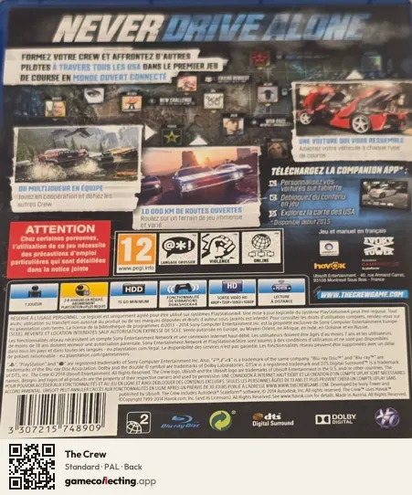 The Crew PlayStation 4, PAL box back