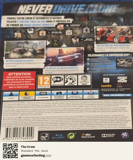 The Crew PlayStation 4, PAL box back