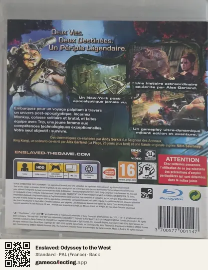 Enslaved: Odyssey to the West PlayStation 3, France box back