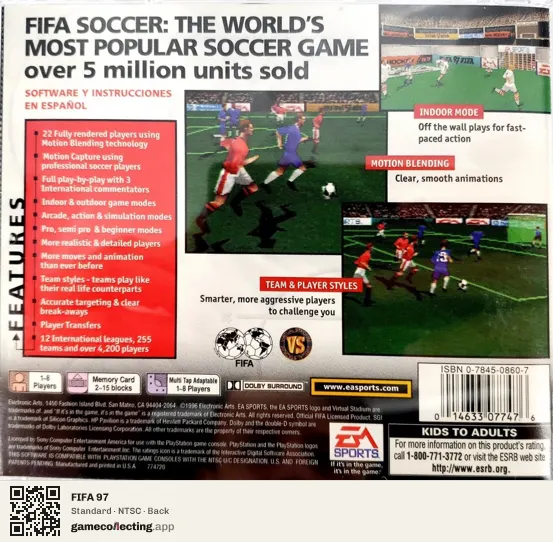 FIFA 97 PlayStation, NTSC box back