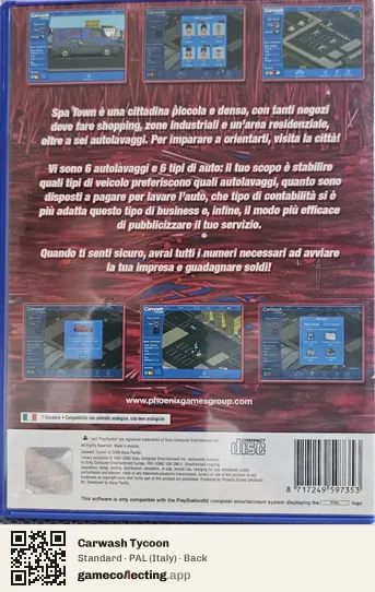 Carwash Tycoon PlayStation 2, Italy box back