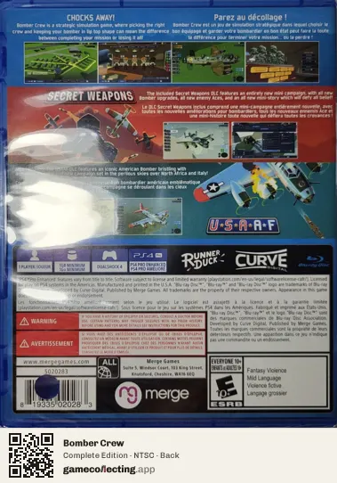 Bomber Crew PlayStation 4, NTSC box back