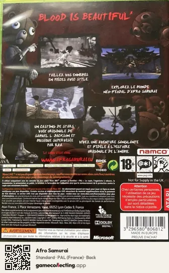 Afro Samurai Xbox 360, France box back