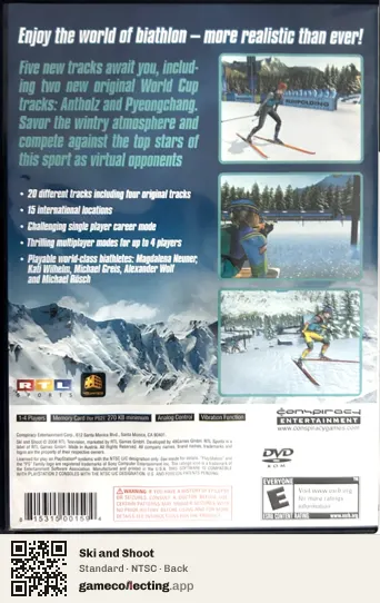 Ski and Shoot PlayStation 2, NTSC box back