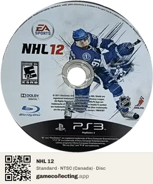 NHL 12 PlayStation 3, NTSC disc