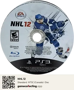 NHL 12 PlayStation 3, NTSC disc