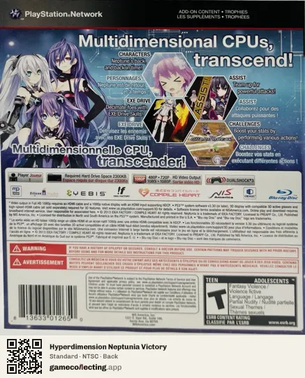 Hyperdimension Neptunia Victory PlayStation 3, NTSC box back