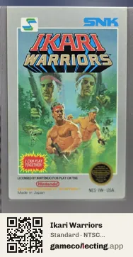 Ikari Warriors Nintendo Entertainment System, NTSC cartridge label
