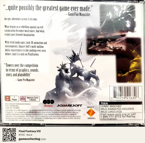 Final Fantasy VII PlayStation, NTSC box back