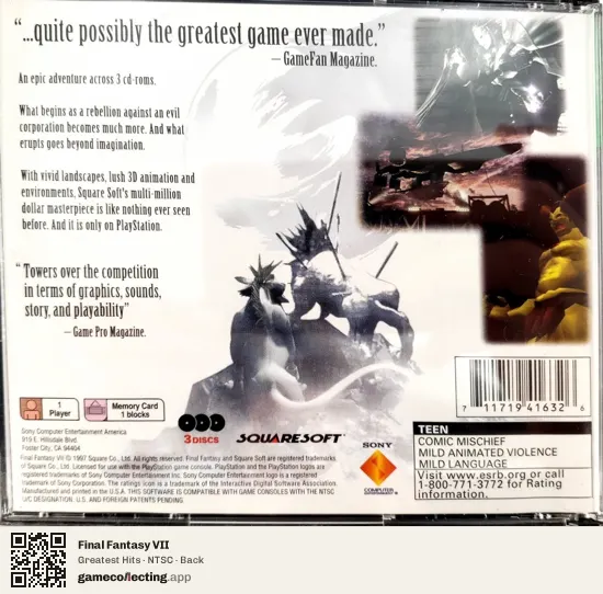 Final Fantasy VII PlayStation, NTSC box back