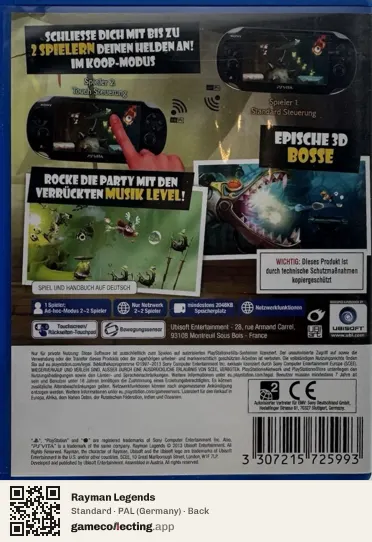 Rayman Legends PlayStation Vita, Germany box back