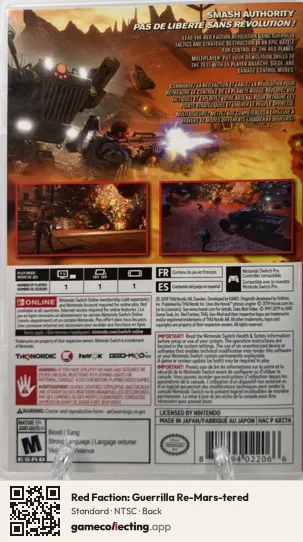 Red Faction: Guerrilla Re-Mars-tered Nintendo Switch, NTSC box back