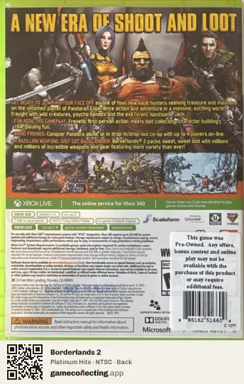 Borderlands 2 Xbox 360, NTSC box back