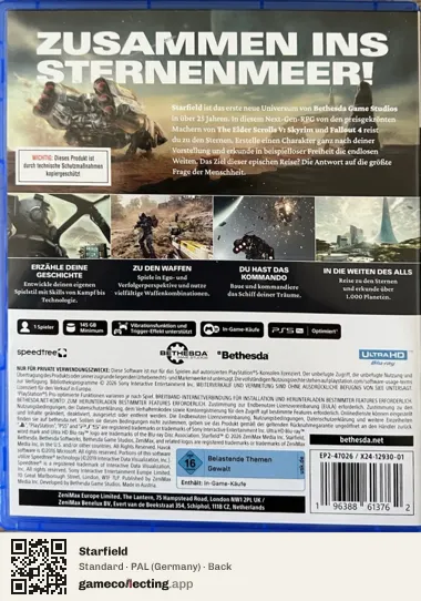 Starfield PlayStation 5, Germany box back