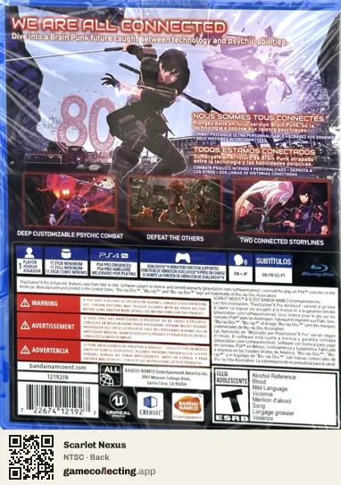Scarlet Nexus PlayStation 4, NTSC box back
