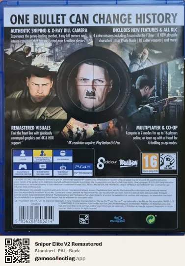 Sniper Elite V2 Remastered PlayStation 4, PAL box back
