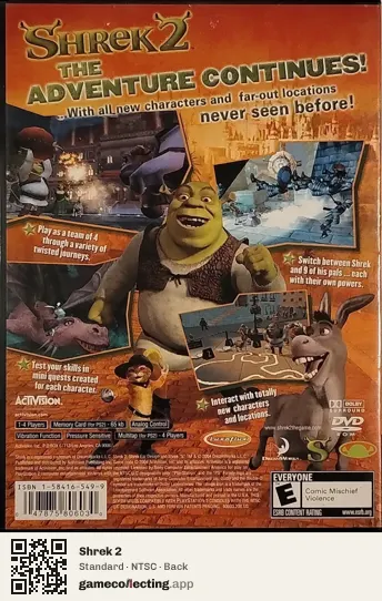 Shrek 2 PlayStation 2, NTSC box back