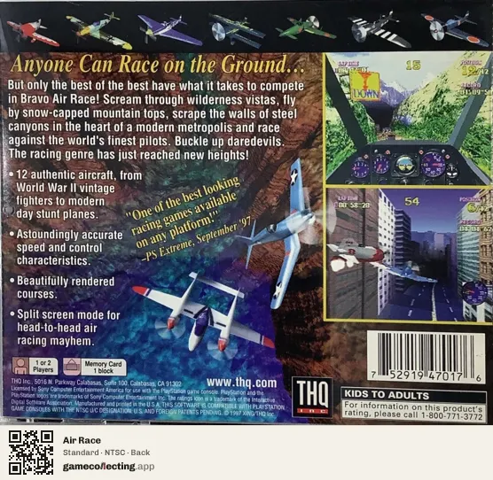Air Race PlayStation, NTSC box back
