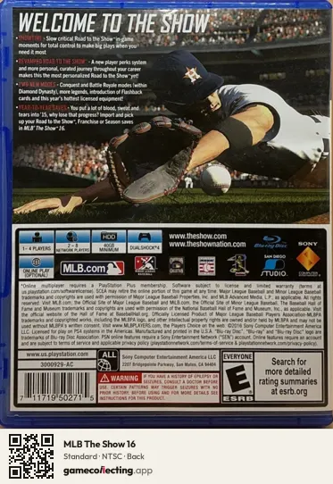 MLB The Show 16 PlayStation 4, NTSC box back