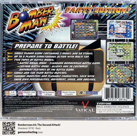 Bomberman 64: The Second Attack! Nintendo 64, NTSC box back