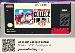 Bill Walsh College Football Super Nintendo Entertainment System, NTSC cartridge label