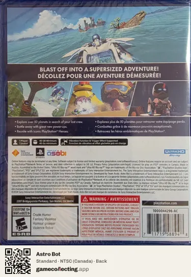 Astro Bot PlayStation 5, Canada box back