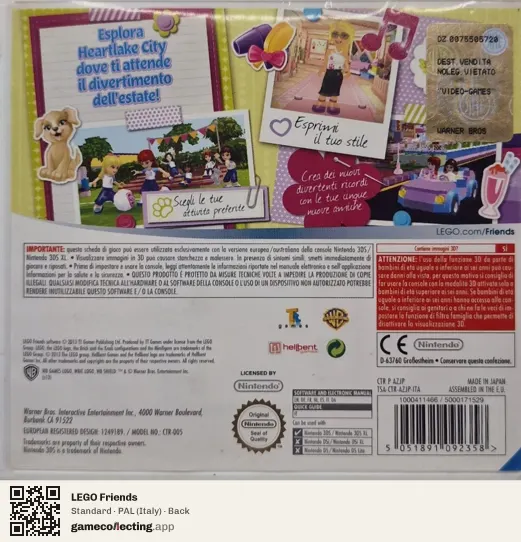 LEGO Friends Nintendo 3DS, Italy box back