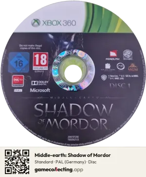 Middle-earth: Shadow of Mordor Xbox 360, PAL disc
