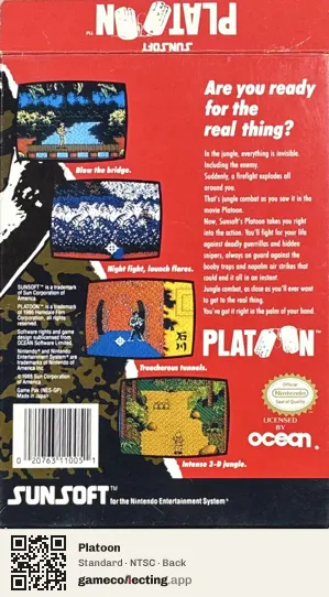 Platoon Nintendo Entertainment System, NTSC box back