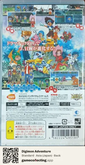 Digimon Adventure PlayStation Portable, Japan box back