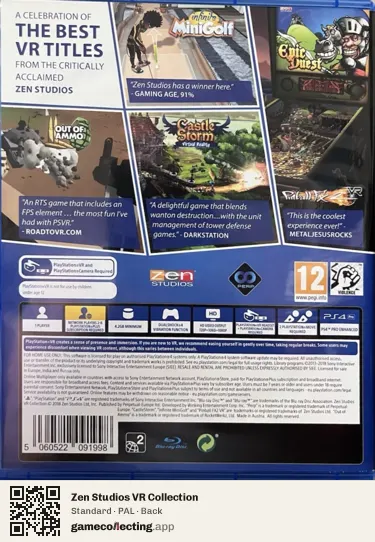 Zen Studios VR Collection PlayStation 4, PAL box back