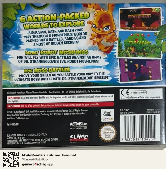 Moshi Monsters: Katsuma Unleashed Nintendo DS, PAL box back