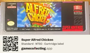 Super Alfred Chicken Super Nintendo Entertainment System, NTSC cartridge label