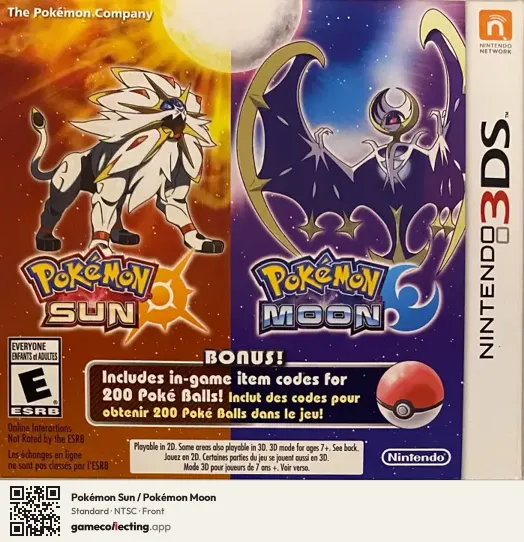 Pokémon Sun / Pokémon Moon Nintendo 3DS, NTSC box front