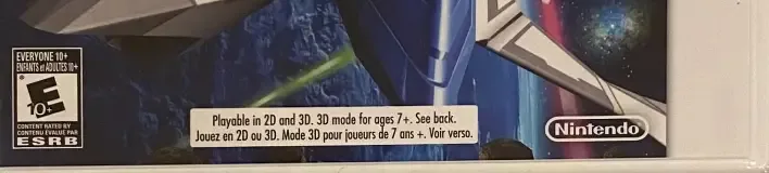 Star Fox 64 3D, the ESRB box on its front