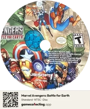 Marvel Avengers: Battle for Earth Nintendo Wii U, NTSC disc